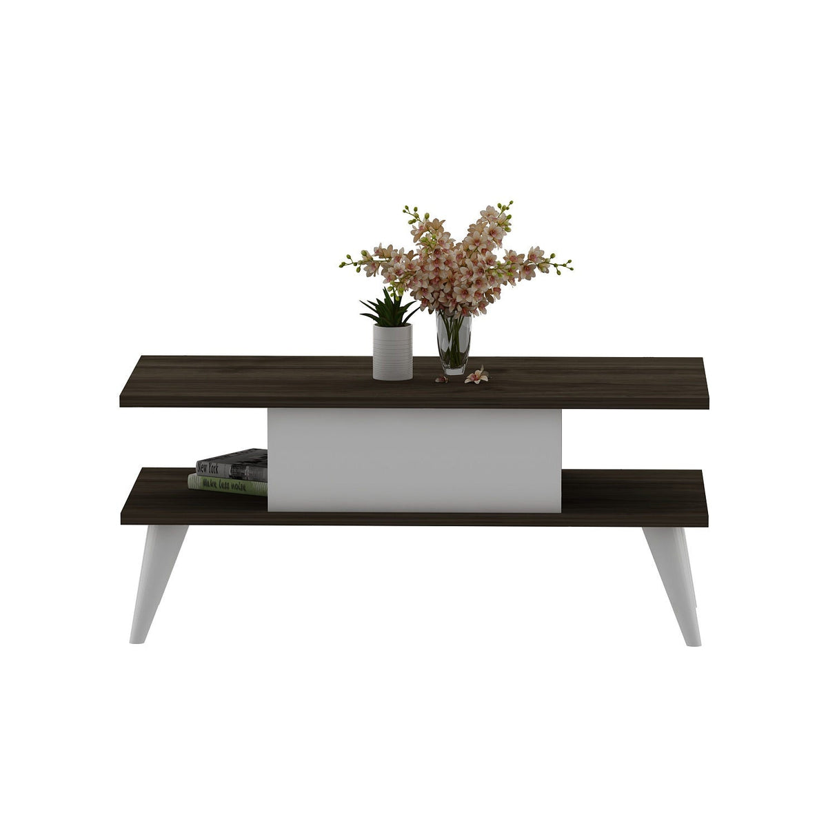 Măsuță de cafea Beta, Diverse culori, 90x45x40 cm - Nuc - Alb | SKU: 475OLV1323 | Măsuță de cafea Beta, 90x45x40 cm, varianta Nuc - Alb, produs pentru amenajarea locuinței, disponibil online în România la CasaMob