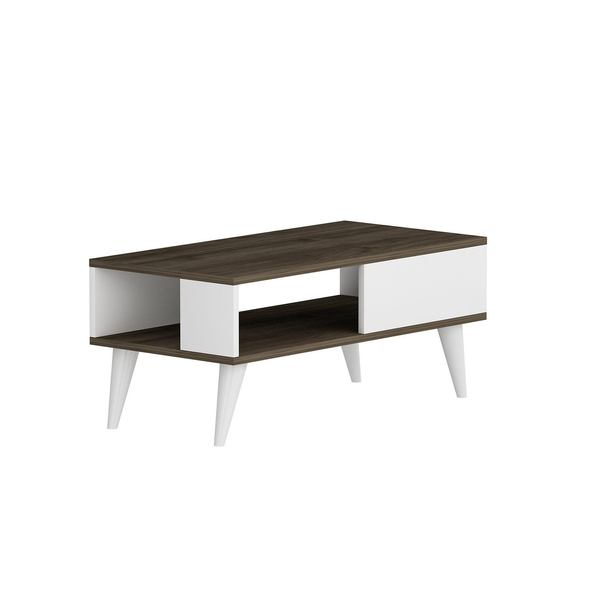 Măsuță de cafea Seul, Diverse culori, 90x45x40 cm - Nuc - Alb | SKU: 475OLV1327 | Măsuță de cafea Seul, 90x45x40 cm, varianta Nuc - Alb, produs pentru amenajarea locuinței, disponibil online în România la CasaMob