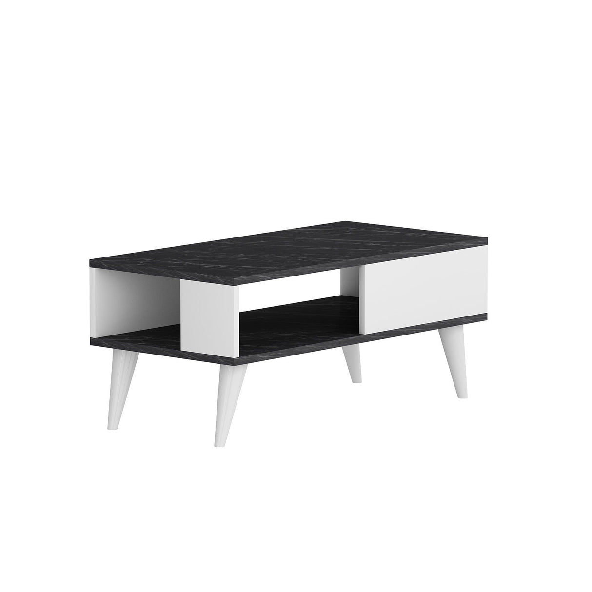 Măsuță de cafea Seul, Diverse culori, 90x45x40 cm - Negru - Alb | SKU: 475OLV1328 | Măsuță de cafea Seul, 90x45x40 cm, varianta Negru - Alb, produs pentru amenajarea locuinței, disponibil online în România la CasaMob
