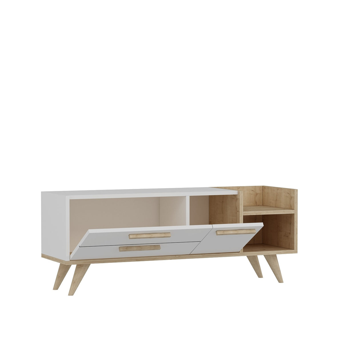 Comodă TV Otto, Stejar safir - Alb, 120x35x46 cm