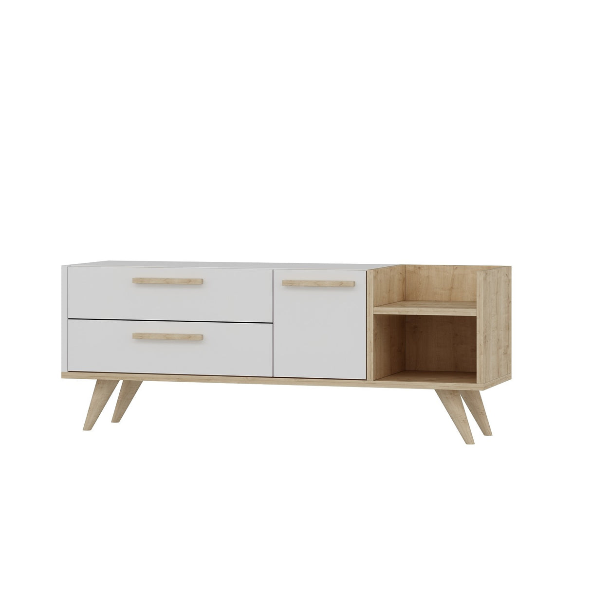 Comodă TV Otto, Stejar safir - Alb, 120x35x46 cm