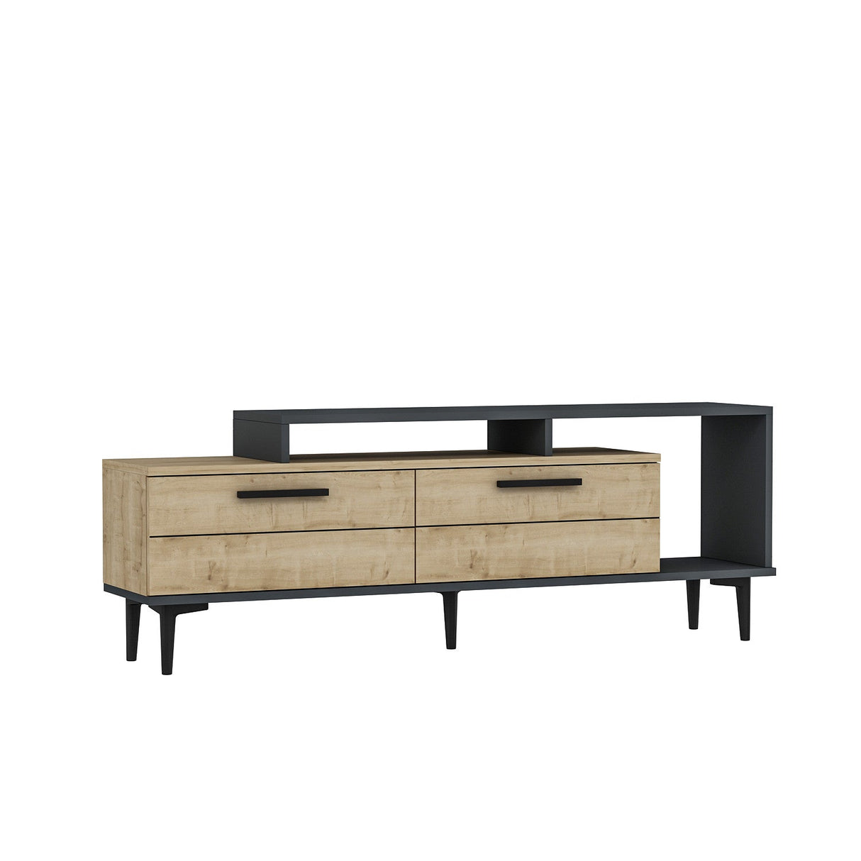Comodă TV Niva, Diverse culori, 150x31x54 cm - Stejar safir - Antracit | SKU: 475OLV1408 | Comodă TV Niva, 150x31x54 cm, varianta Stejar safir - Antracit, produs pentru amenajarea locuinței, disponibil online în România la CasaMob