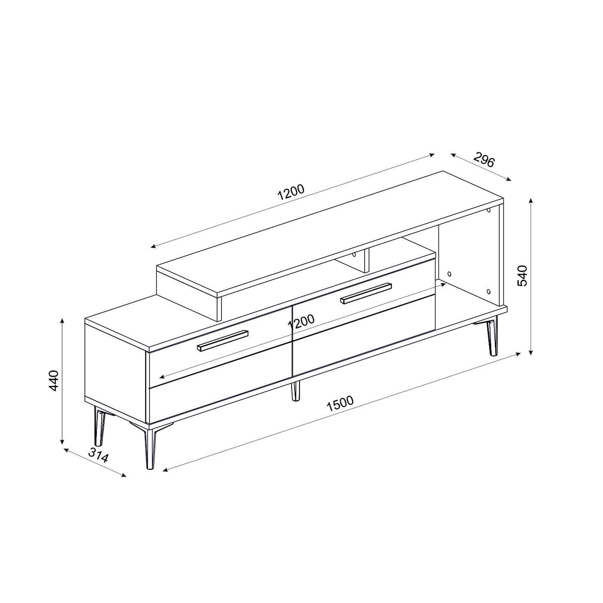 Comodă TV Niva, Diverse culori, 150x31x54 cm - Stejar safir - Antracit | SKU: 475OLV1408 | Comodă TV Niva, 150x31x54 cm, varianta Stejar safir - Antracit, produs pentru amenajarea locuinței, disponibil online în România la CasaMob