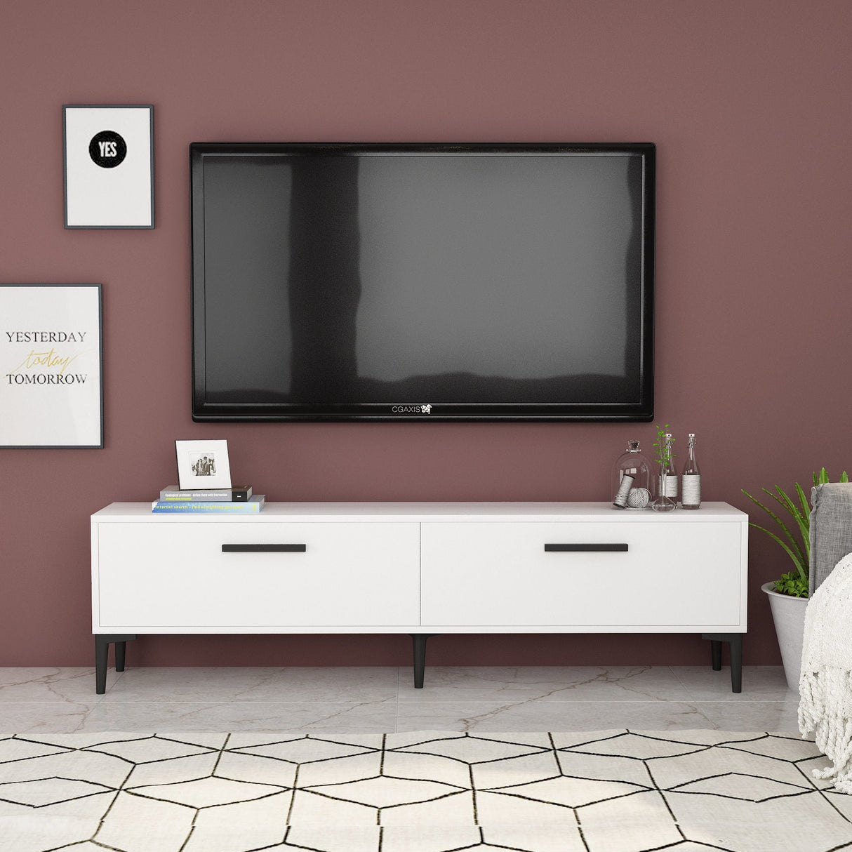 Comodă TV Inel, Diverse culori, 150x30x45 cm - Alb | SKU: 475OLV1420 | Comodă TV Inel, 150x30x45 cm, varianta Alb, produs pentru amenajarea locuinței, disponibil online în România la CasaMob