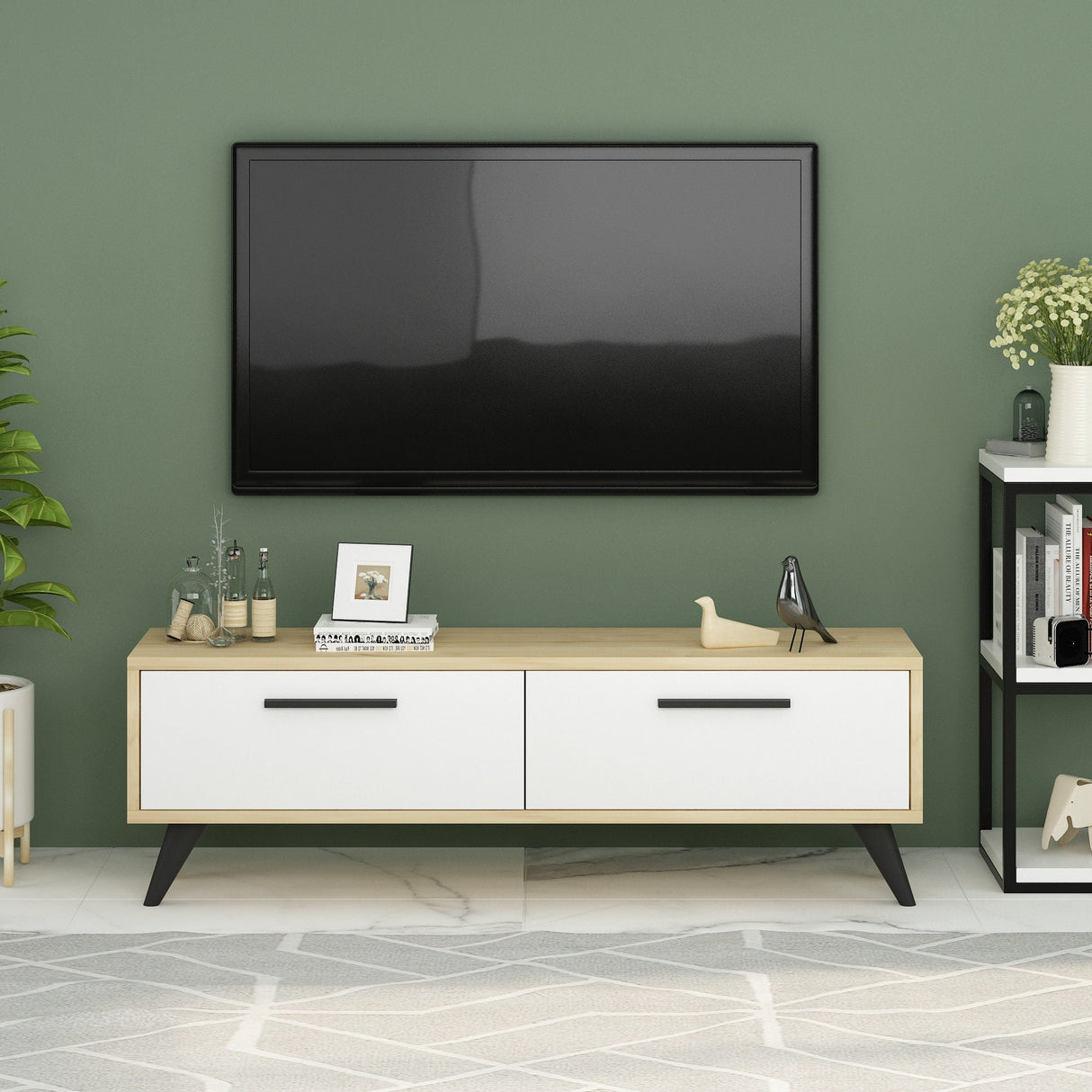 Comodă TV Melisa, Diverse culori, 120x30x45 cm - Sapphire - Alb | SKU: 475OLV1426 | Comodă TV Melisa, 120x30x45 cm, varianta Sapphire - Alb, produs pentru amenajarea locuinței, disponibil online în România la CasaMob