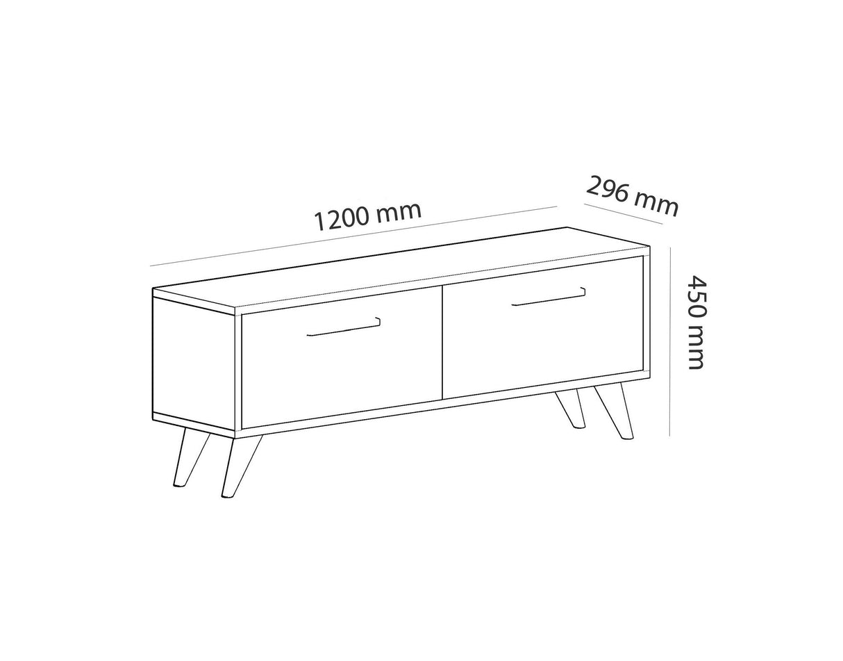 Comodă TV Melisa, Diverse culori, 120x30x45 cm - Alb - Antracit | SKU: 475OLV1427 | Comodă TV Melisa, 120x30x45 cm, varianta Alb - Antracit, produs pentru amenajarea locuinței, disponibil online în România la CasaMob