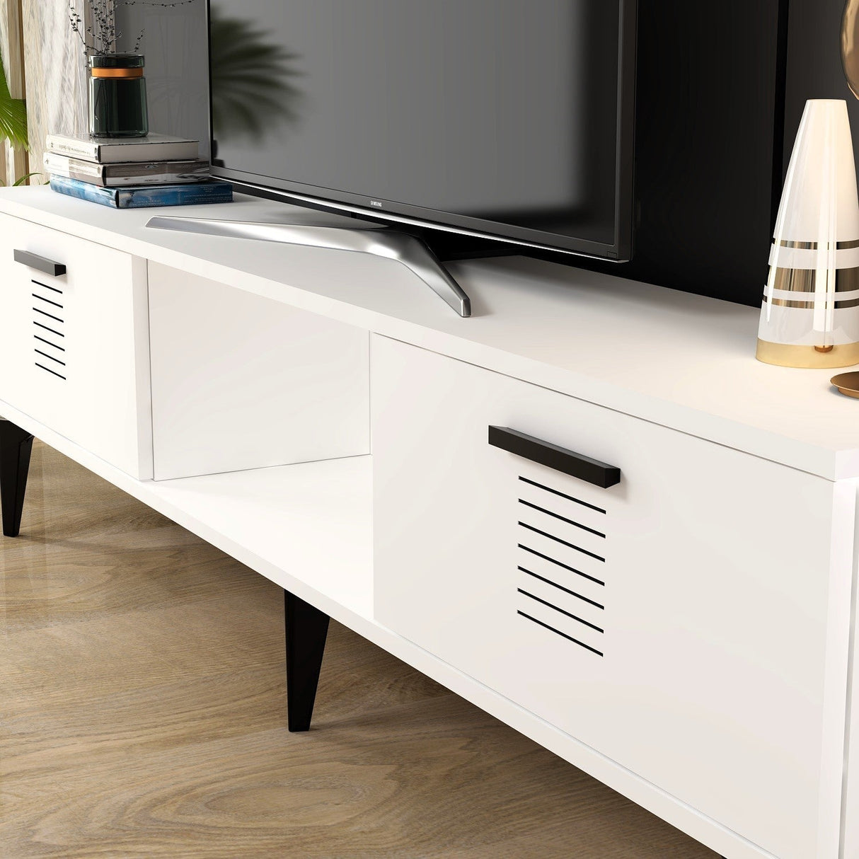 Comodă TV Asimo, Diverse culori, 150x30x45 cm - Alb | SKU: 475OLV1429 | Comodă TV Asimo, 150x30x45 cm, varianta Alb, produs pentru amenajarea locuinței, disponibil online în România la CasaMob