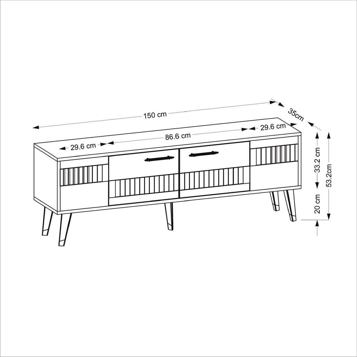 Comodă TV Moda, Diverse culori, 150x35x53 cm - Alb - Argintiu | SKU: 475OLV1434 | Comodă TV Moda, 150x35x53 cm, varianta Alb - Argintiu, produs pentru amenajarea locuinței, disponibil online în România la CasaMob
