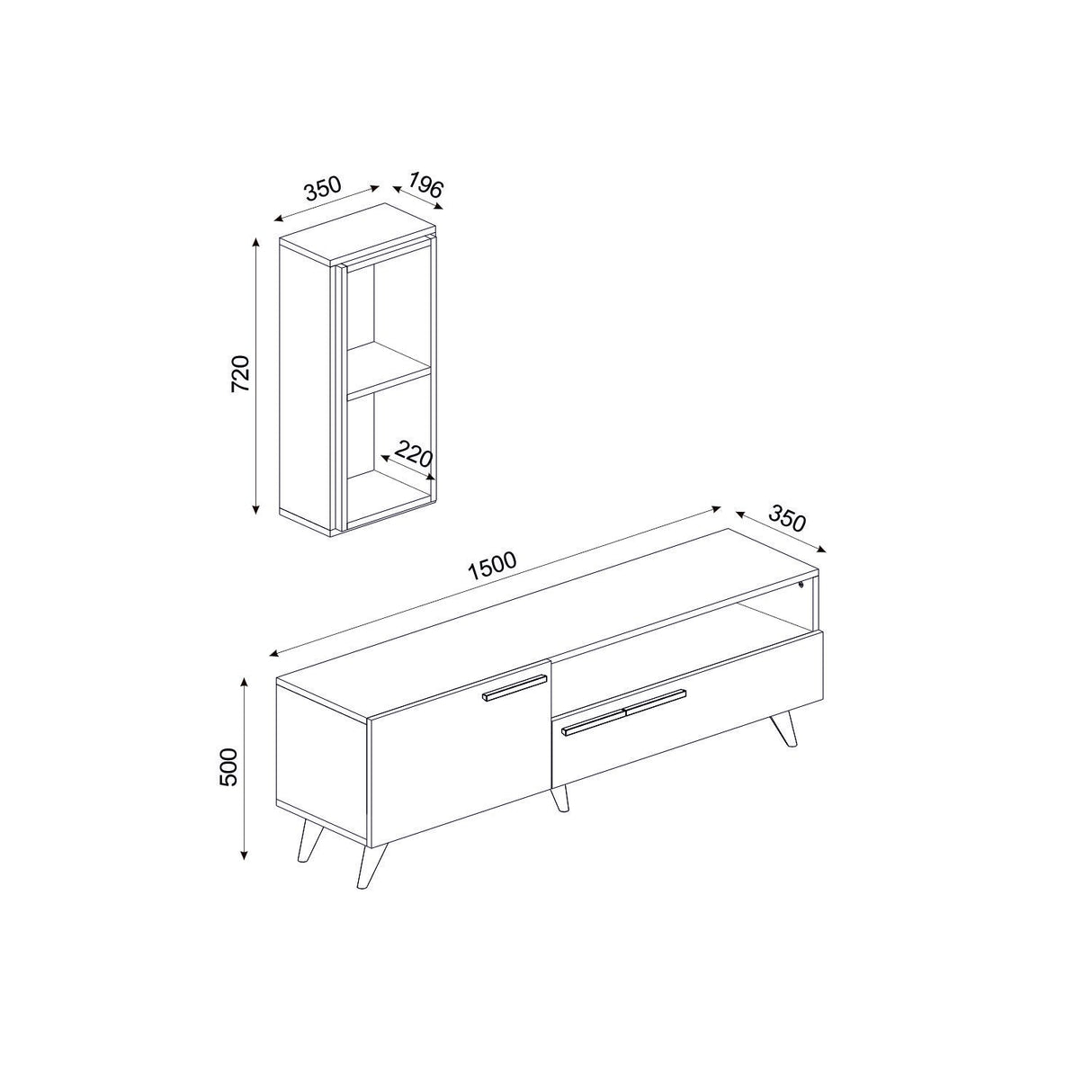 Comodă TV Zera, Diverse culori, 150x35x50 cm - Stejar safir - Alb | SKU: 475OLV1467 | Comodă TV Zera, 150x35x50 cm, varianta Stejar safir - Alb, produs pentru amenajarea locuinței, disponibil online în România la CasaMob
