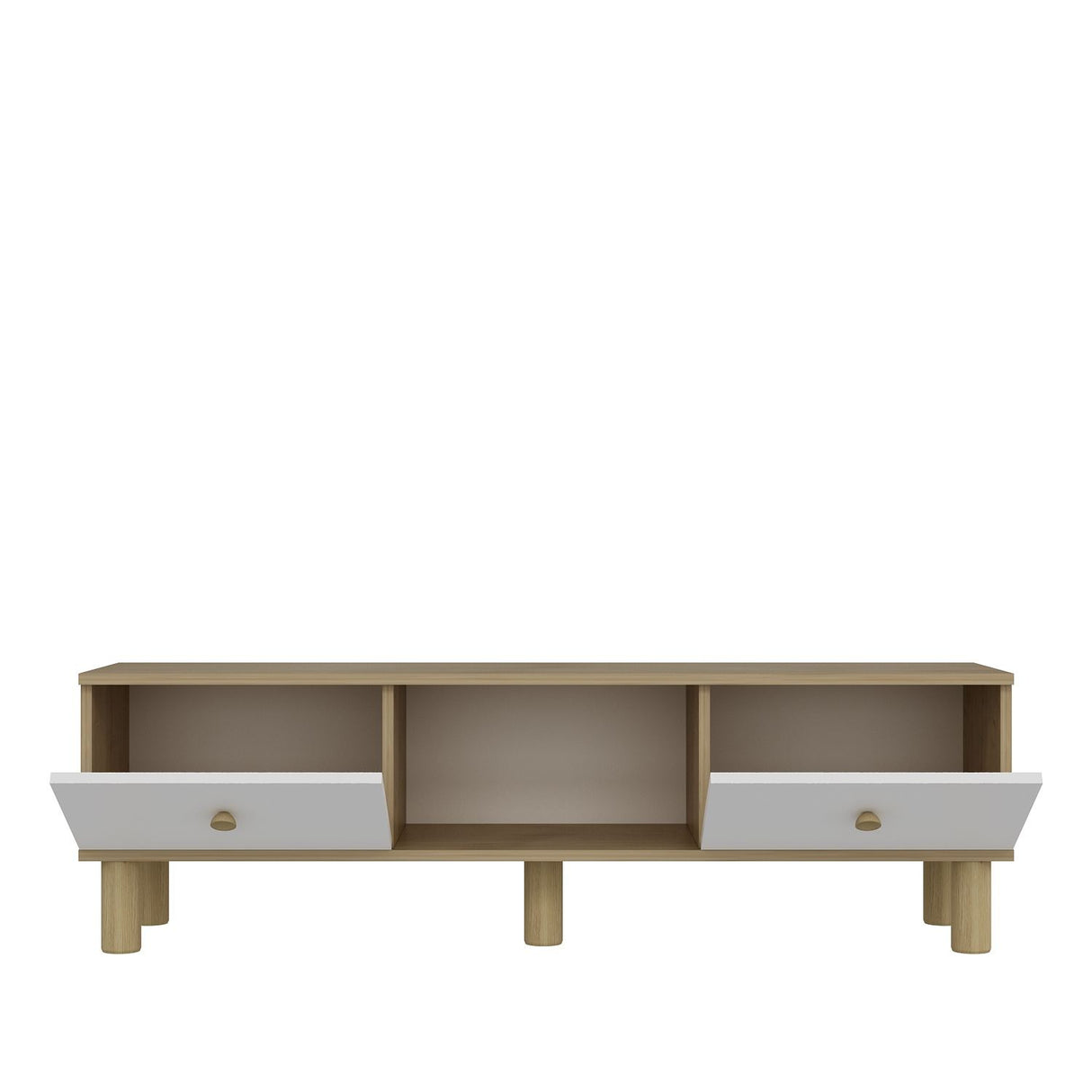 Comodă TV Mono, Diverse culori, 150x30x41 cm - Stejar safir - Alb | SKU: 475OLV1476 | Comodă TV Mono, 150x30x41 cm, varianta Stejar safir - Alb, produs pentru amenajarea locuinței, disponibil online în România la CasaMob