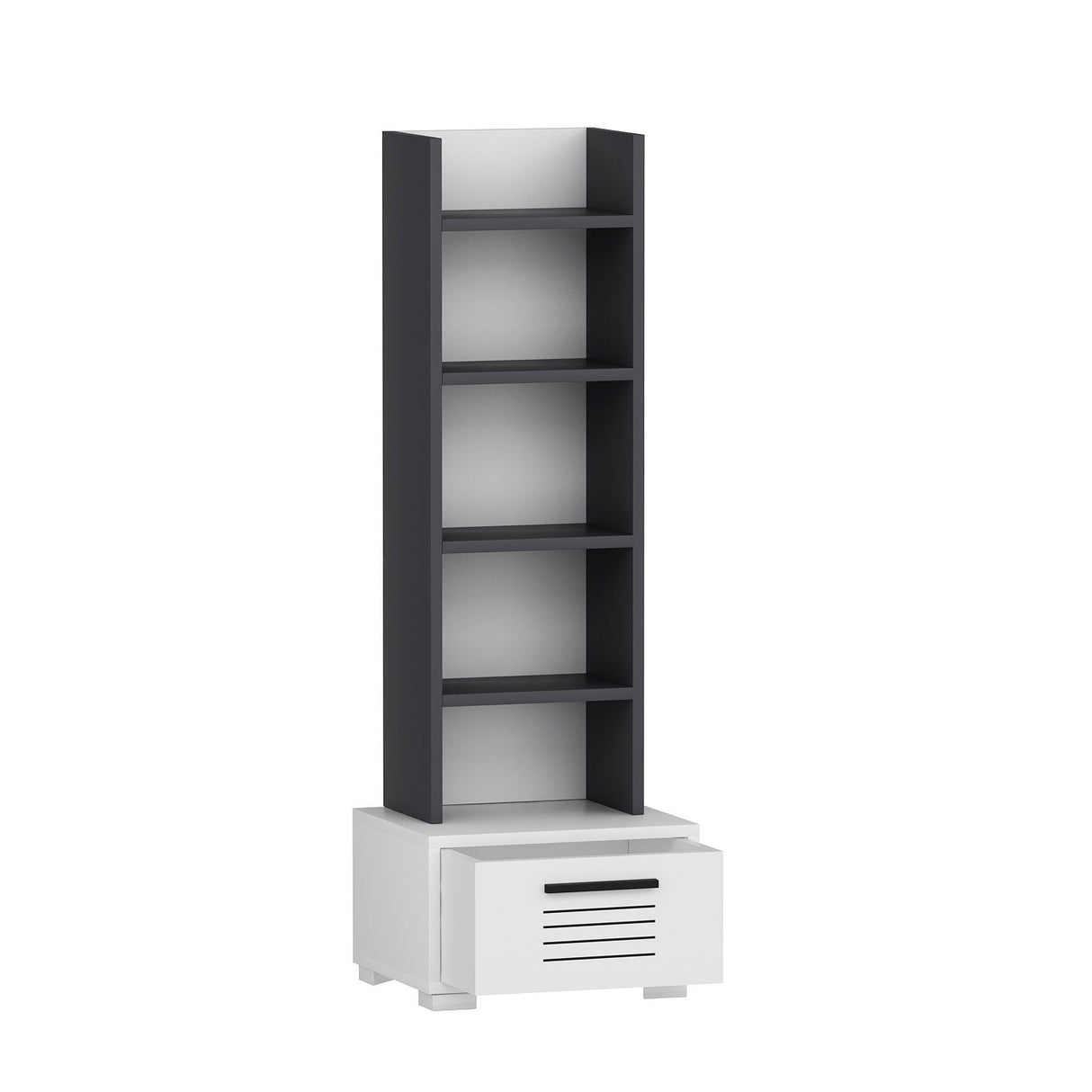Bibliotecă Dawn, Diverse culori, 35x26x152 cm - Antracit - Alb | SKU: 475OLV2108 | Bibliotecă Dawn, 35x26x152 cm, varianta Antracit - Alb, produs pentru amenajarea locuinței, disponibil online în România la CasaMob
