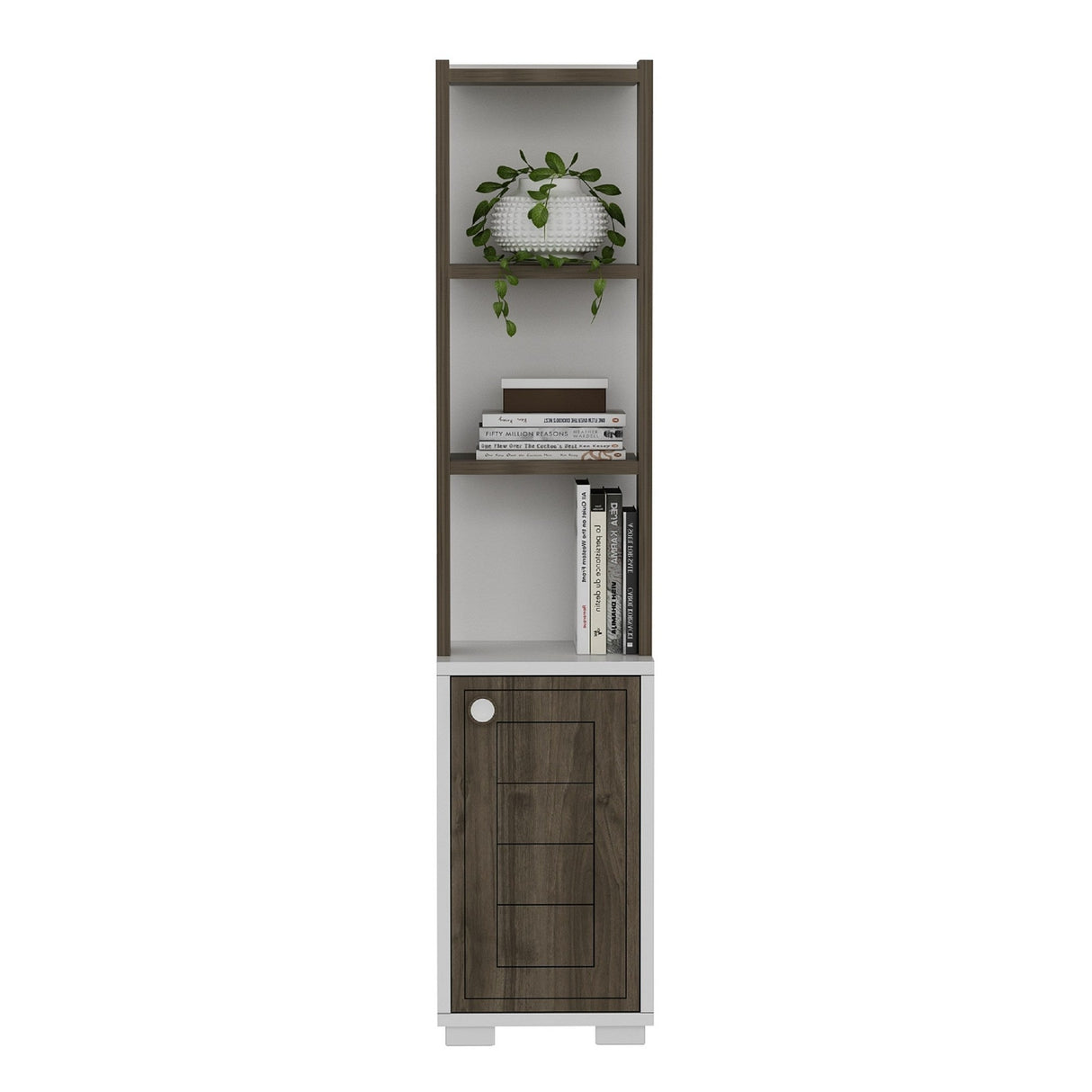 Bibliotecă Anka, Diverse culori, 30x22x135 cm - Alb - Nuc | SKU: 475OLV2114 | Bibliotecă Anka, 30x22x135 cm, varianta Alb - Nuc, produs pentru amenajarea locuinței, disponibil online în România la CasaMob
