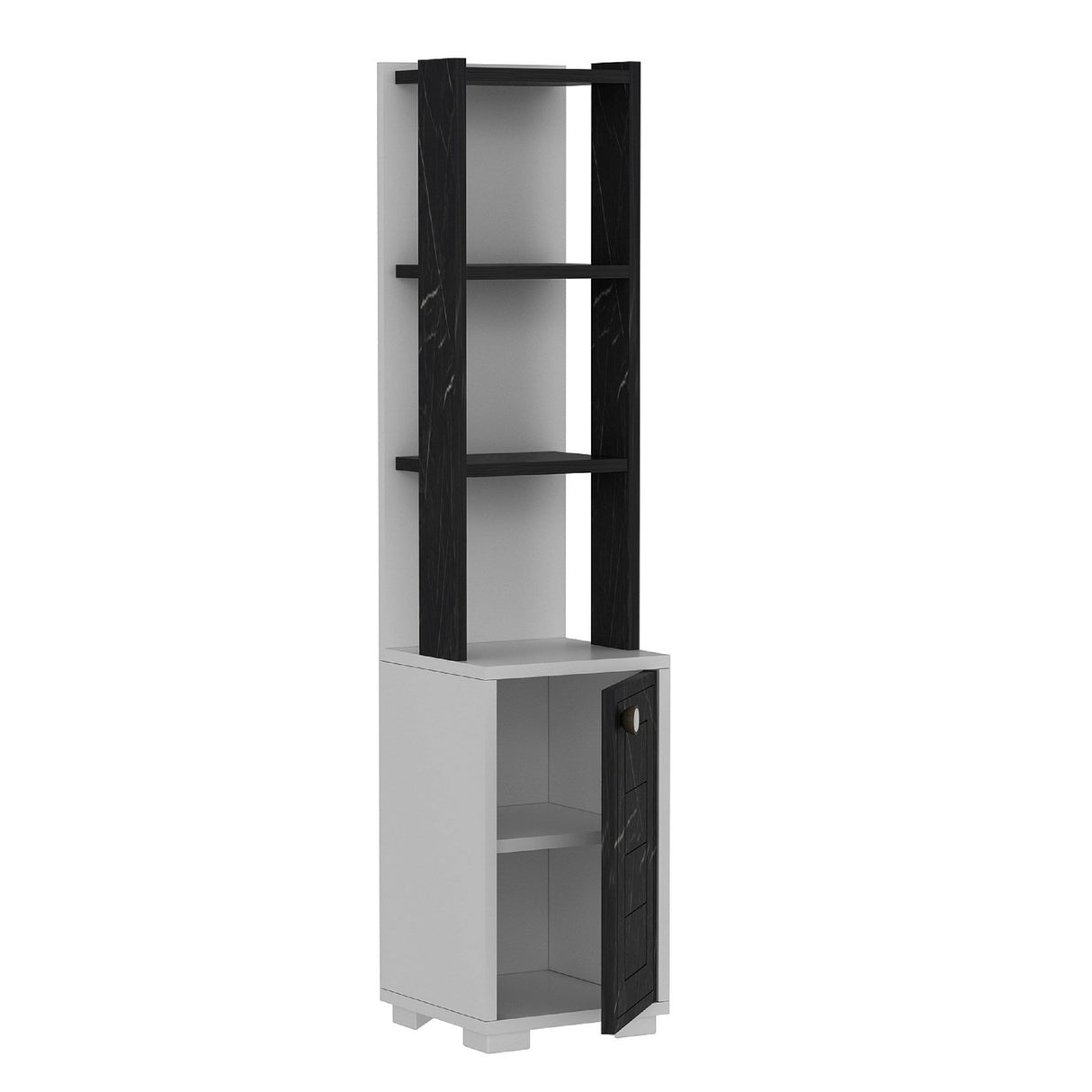 Bibliotecă Anka, Diverse culori, 30x22x135 cm - Alb - Black marble | SKU: 475OLV2115 | Bibliotecă Anka, 30x22x135 cm, varianta Alb - Black marble, produs pentru amenajarea locuinței, disponibil online în România la CasaMob