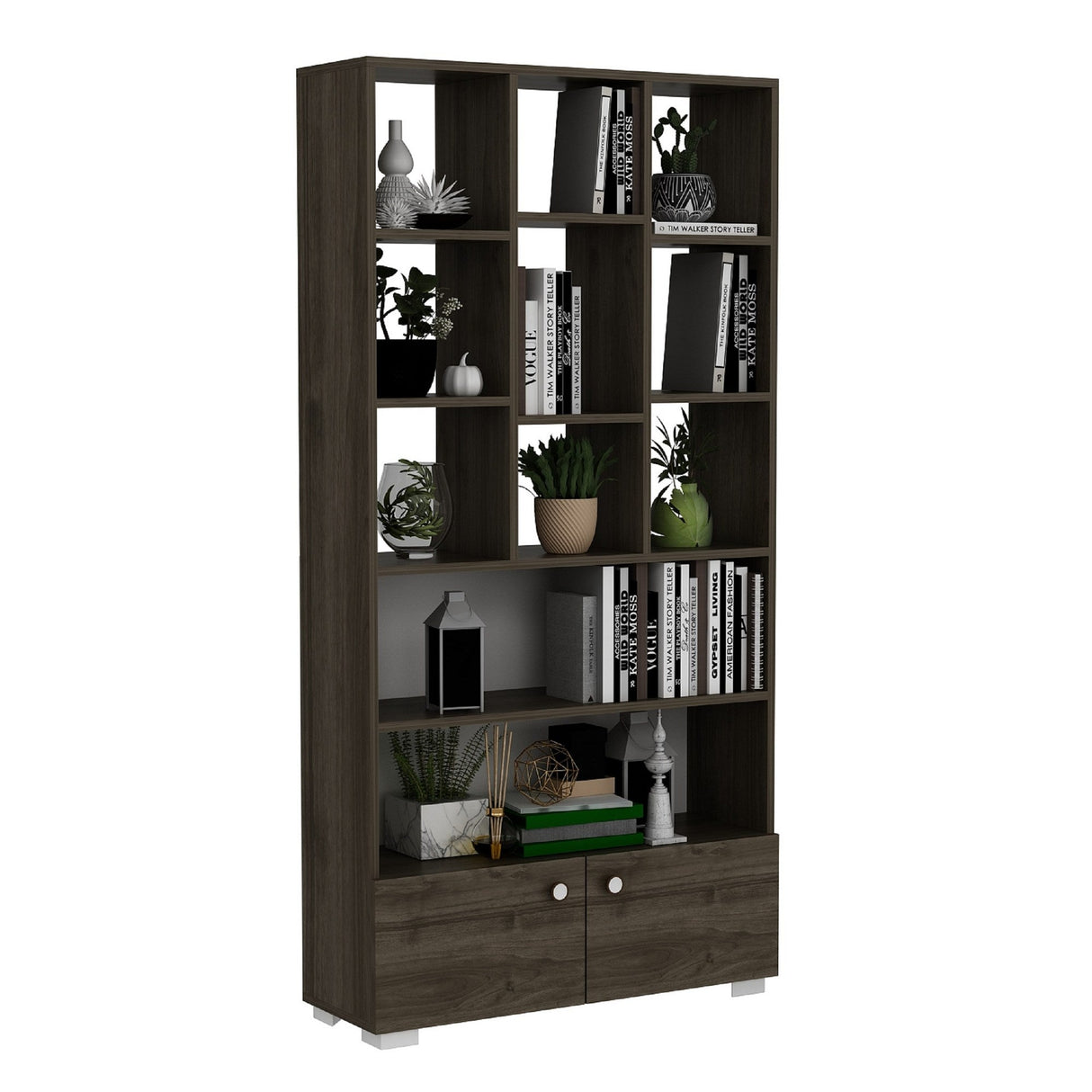 Bibliotecă Penguen, Diverse culori, 94x30x187 cm - Nuc | SKU: 475OLV2125 | Bibliotecă Penguen, 94x30x187 cm, varianta Nuc, produs pentru amenajarea locuinței, disponibil online în România la CasaMob