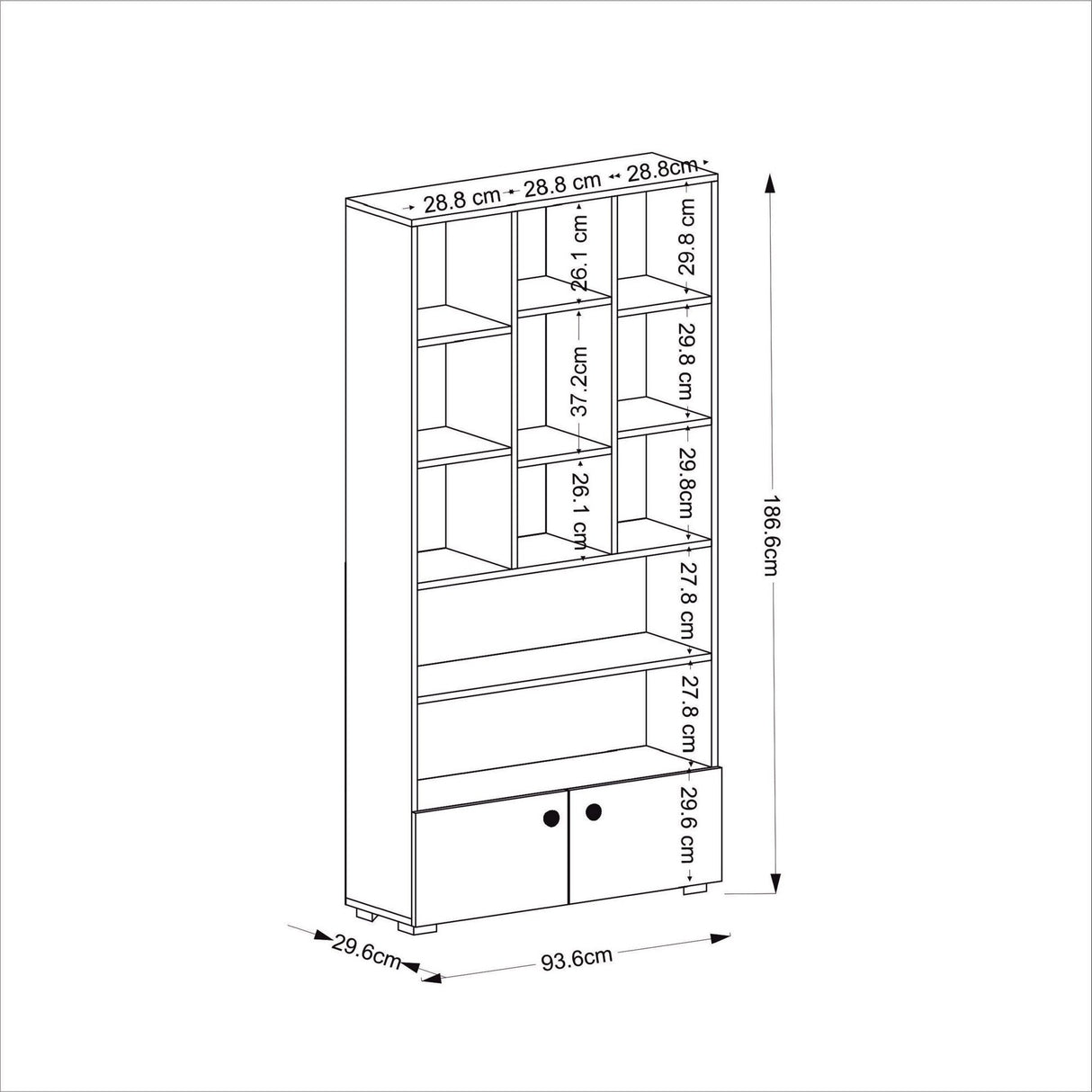Bibliotecă Penguen, Diverse culori, 94x30x187 cm - Stejar safir | SKU: 475OLV2126 | Bibliotecă Penguen, 94x30x187 cm, varianta Stejar safir, produs pentru amenajarea locuinței, disponibil online în România la CasaMob