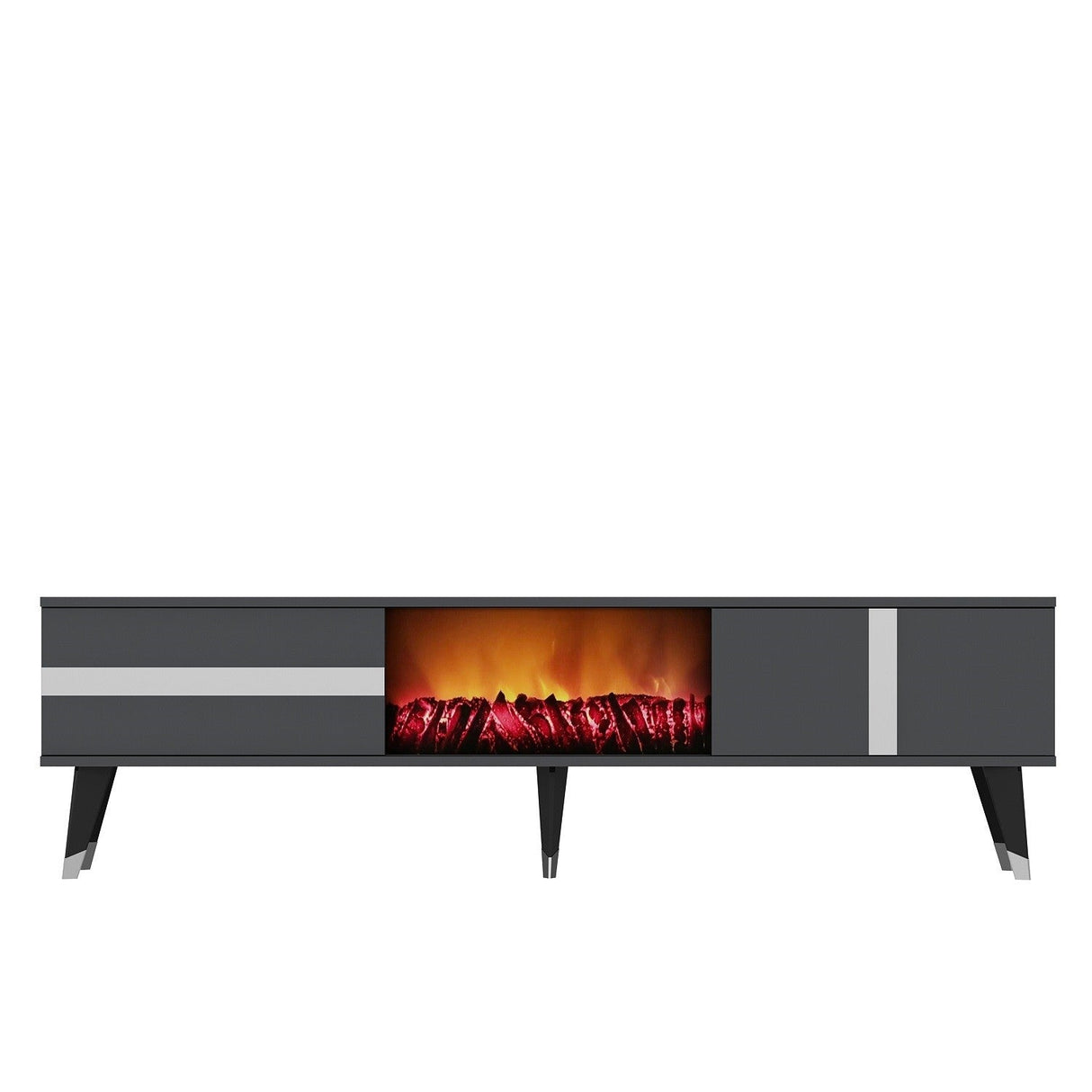 Comodă TV Vania Fireplace, Diverse culori, 150x30x50 cm - Antracit - Argintiu | SKU: 475OLV2652 | Comodă TV Vania Fireplace, 150x30x50 cm, varianta Antracit - Argintiu, produs pentru amenajarea locuinței, disponibil online în România la CasaMob