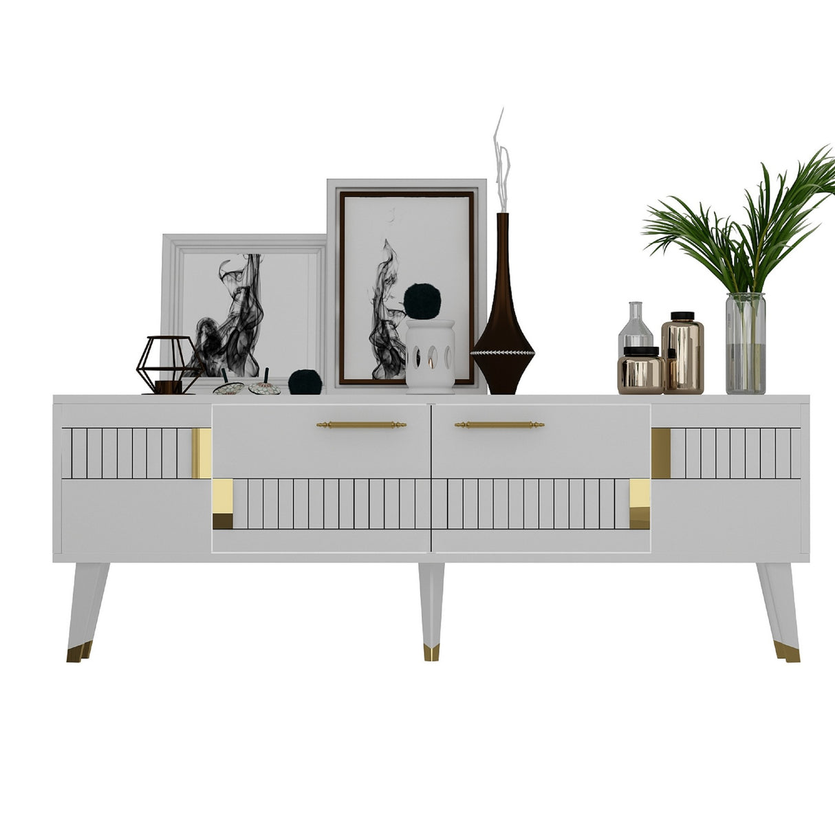 Set mobilă pentru sufragerie Moda, Diverse culori - Alb - Auriu | SKU: 475OLV2791 | Set mobilă pentru sufragerie Moda, varianta Alb - Auriu, produs pentru amenajarea locuinței, disponibil online în România la CasaMob