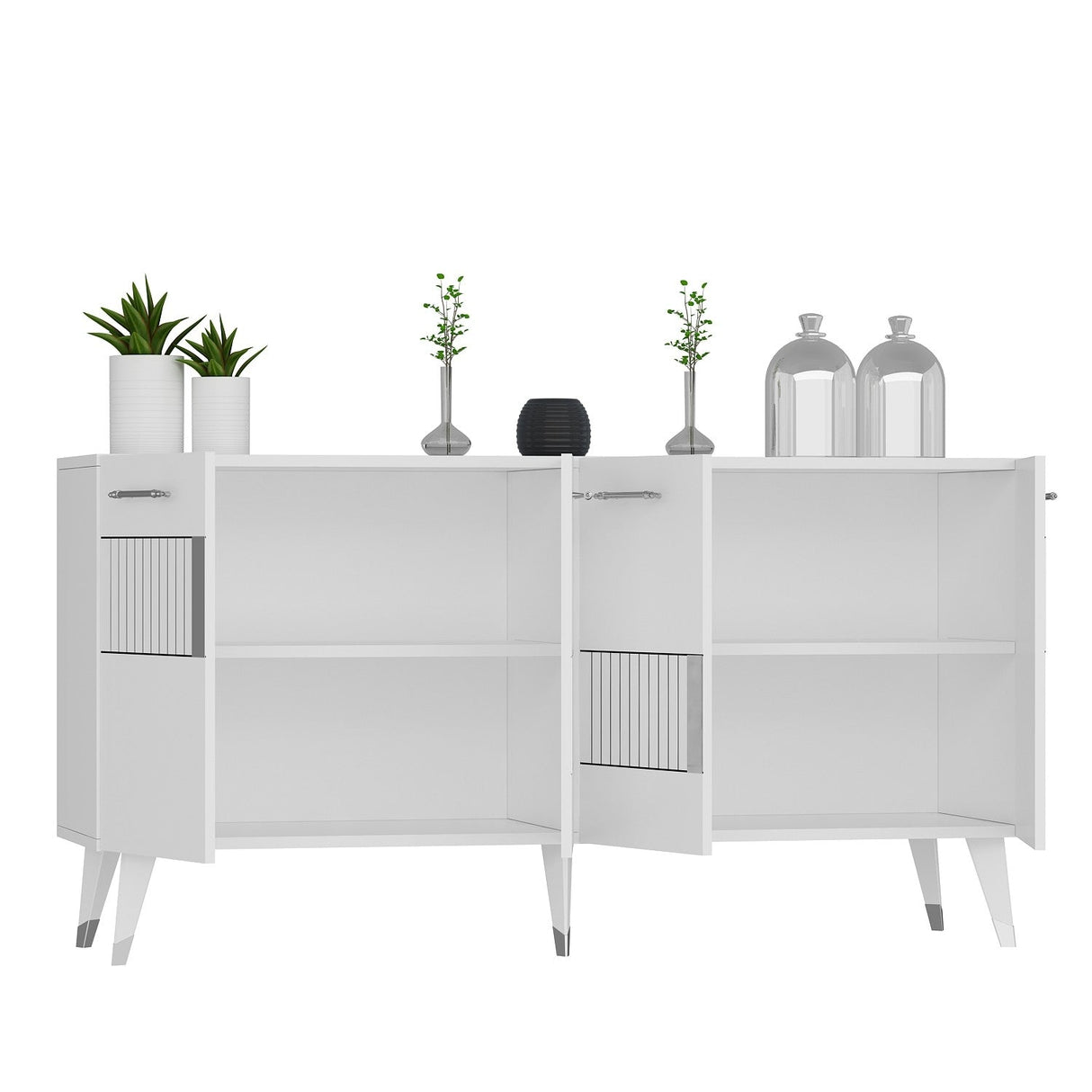 Set mobilă pentru sufragerie Moda, Diverse culori - Alb - Argintiu | SKU: 475OLV2792 | Set mobilă pentru sufragerie Moda, varianta Alb - Argintiu, produs pentru amenajarea locuinței, disponibil online în România la CasaMob