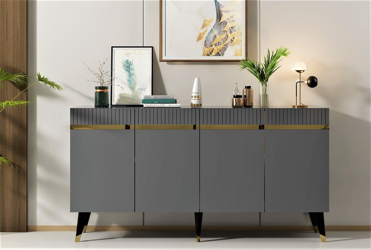 Set mobilă pentru sufragerie Defne, Diverse culori - Antracit - Auriu | SKU: 475OLV2797 | Set mobilă pentru sufragerie Defne, varianta Antracit - Auriu, produs pentru amenajarea locuinței, disponibil online în România la CasaMob