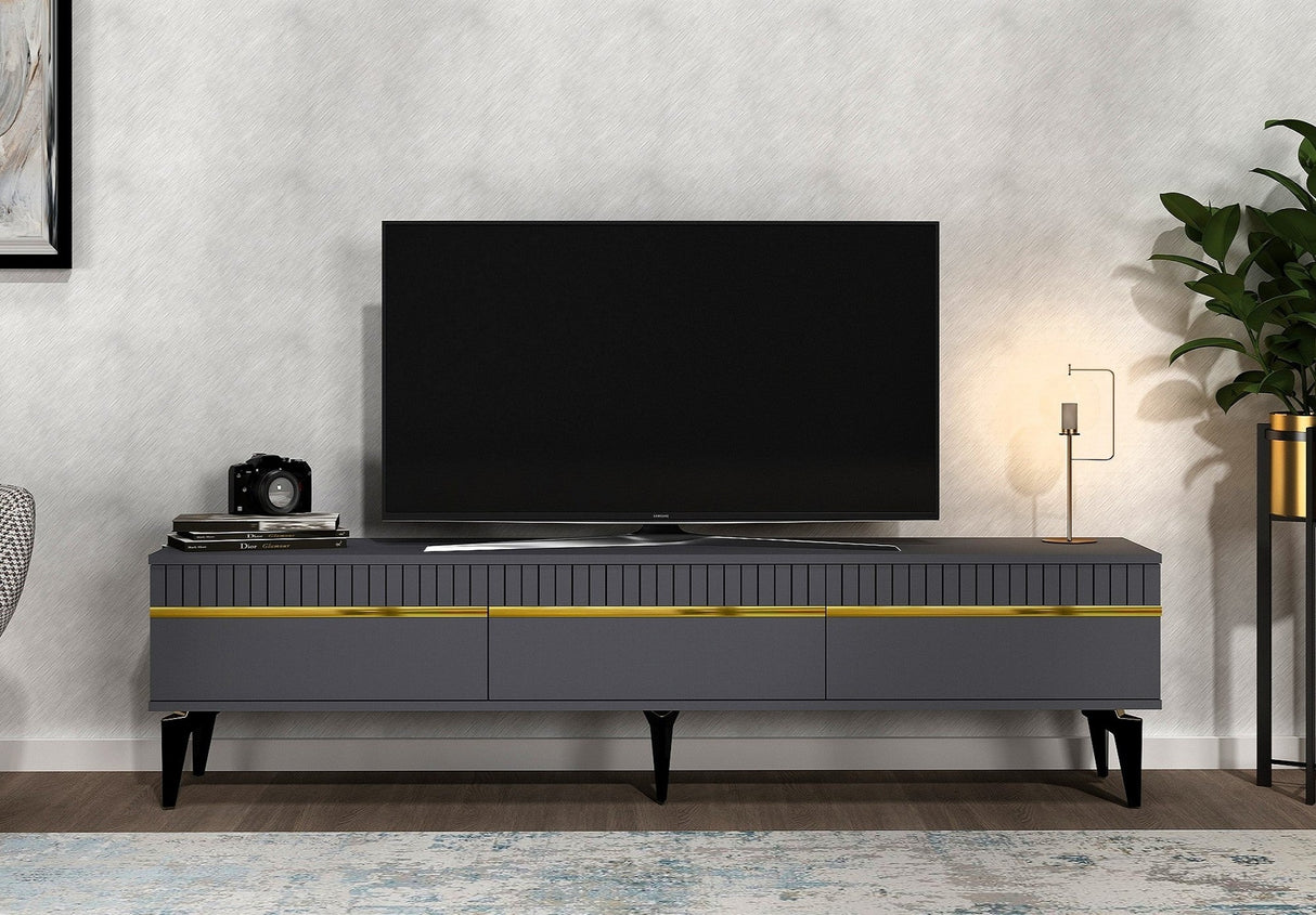 Set mobilă pentru sufragerie Defne, Diverse culori - Antracit - Auriu | SKU: 475OLV2797 | Set mobilă pentru sufragerie Defne, varianta Antracit - Auriu, produs pentru amenajarea locuinței, disponibil online în România la CasaMob