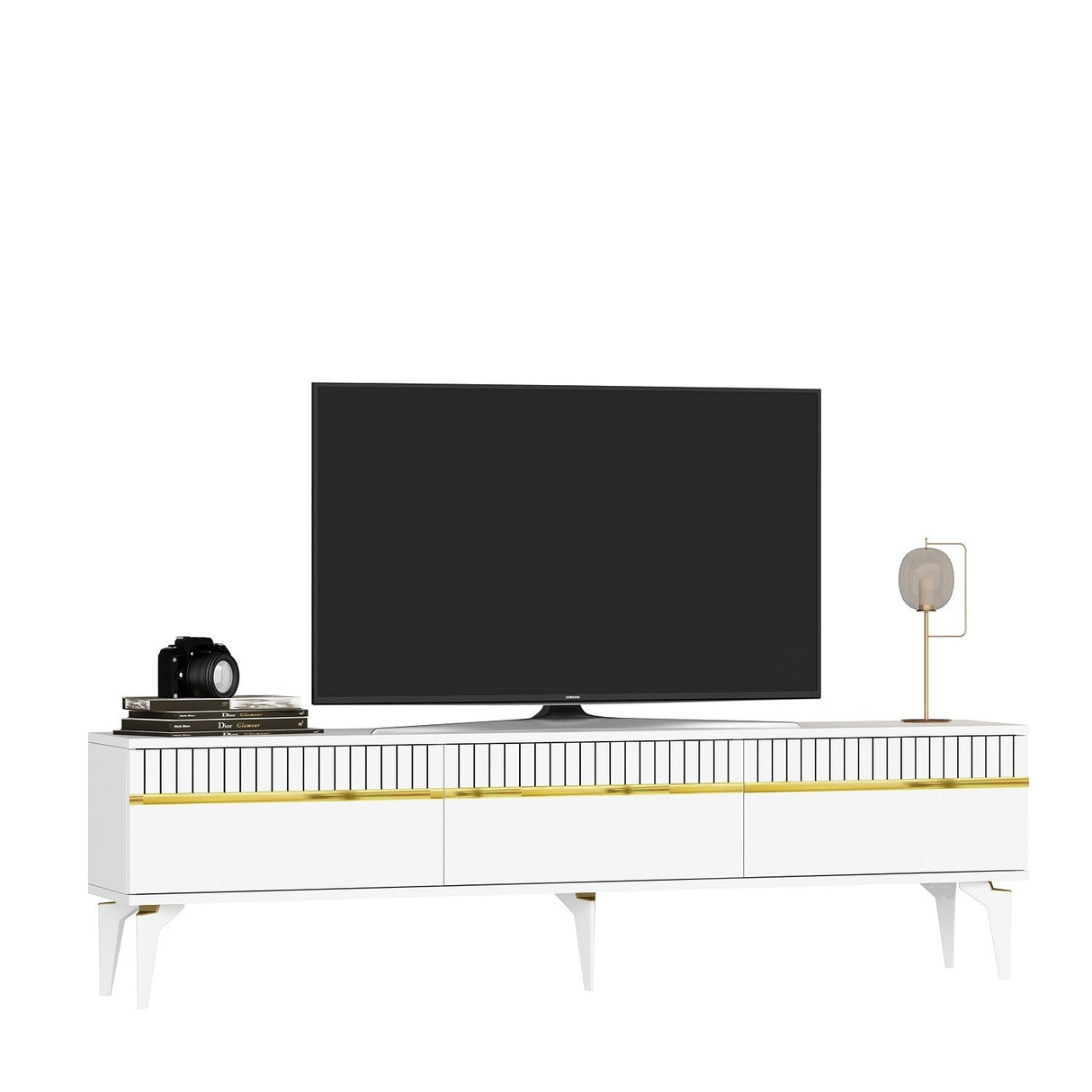 Set mobilă pentru sufragerie Defne, Diverse culori - Alb - Auriu | SKU: 475OLV2799 | Set mobilă pentru sufragerie Defne, varianta Alb - Auriu, produs pentru amenajarea locuinței, disponibil online în România la CasaMob