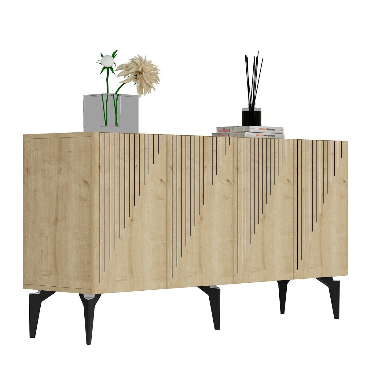 Set mobilă pentru sufragerie Draw, Diverse culori - Stejar safir - Negru | SKU: 475OLV2803 | Set mobilă pentru sufragerie Draw, varianta Stejar safir - Negru, produs pentru amenajarea locuinței, disponibil online în România la CasaMob