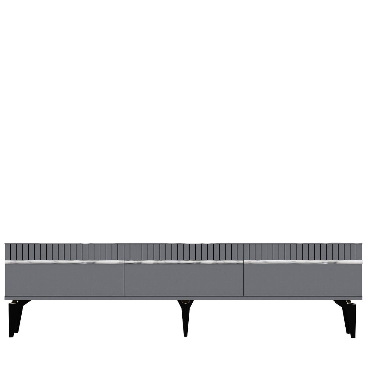 Comodă TV Defne, Diverse culori, 180x30x45 cm - Antracit - Argintiu | SKU: 475OLV2902 | Comodă TV Defne, 180x30x45 cm, varianta Antracit - Argintiu, produs pentru amenajarea locuinței, disponibil online în România la CasaMob