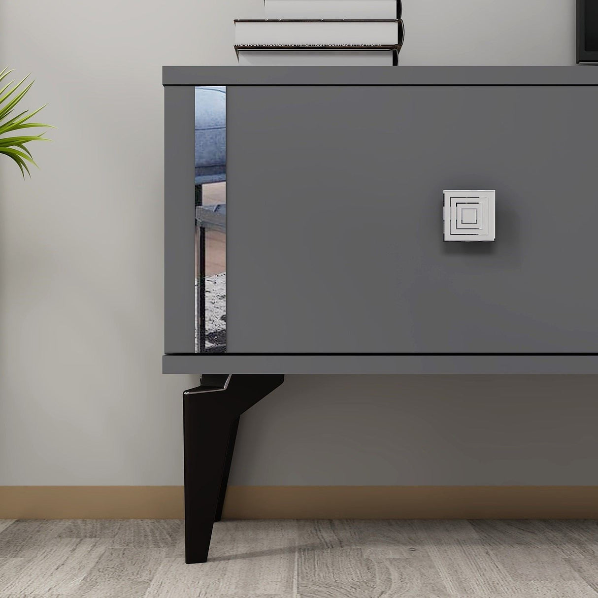 Comodă TV Doruk, Diverse culori, 150x30x45 cm - Antracit - Argintiu | SKU: 475OLV2930 | Comodă TV Doruk, 150x30x45 cm, varianta Antracit - Argintiu, produs pentru amenajarea locuinței, disponibil online în România la CasaMob
