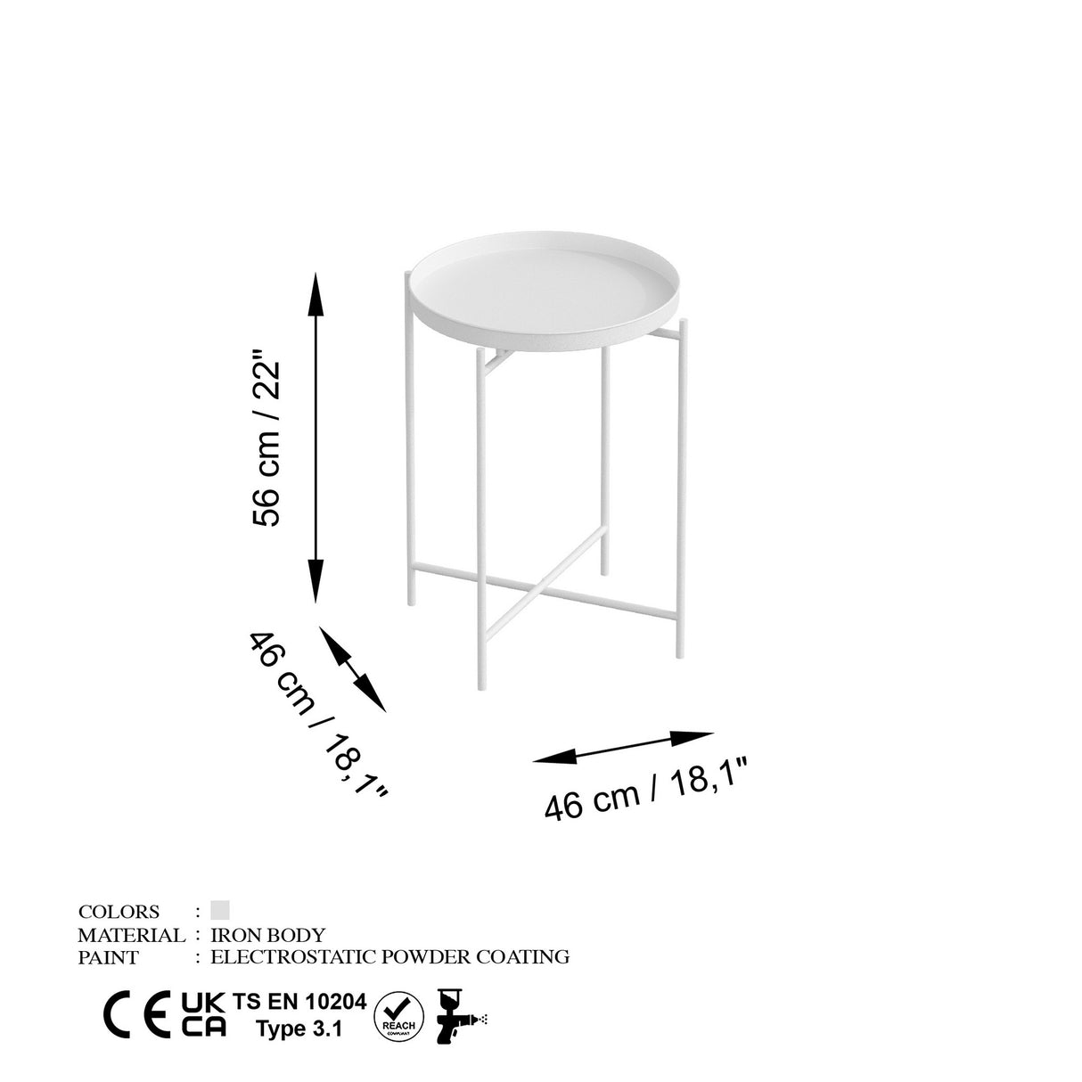 Măsuță de cafea Shb-007-B, Alb, 46x46x56 cm