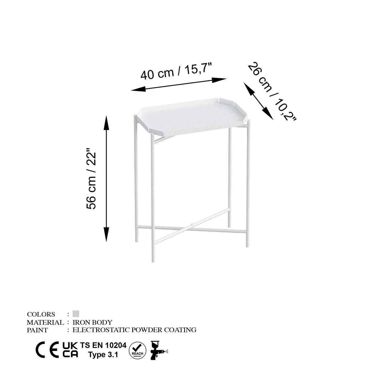 Măsuță de cafea Shb-009-B, Alb, 26x40x56 cm