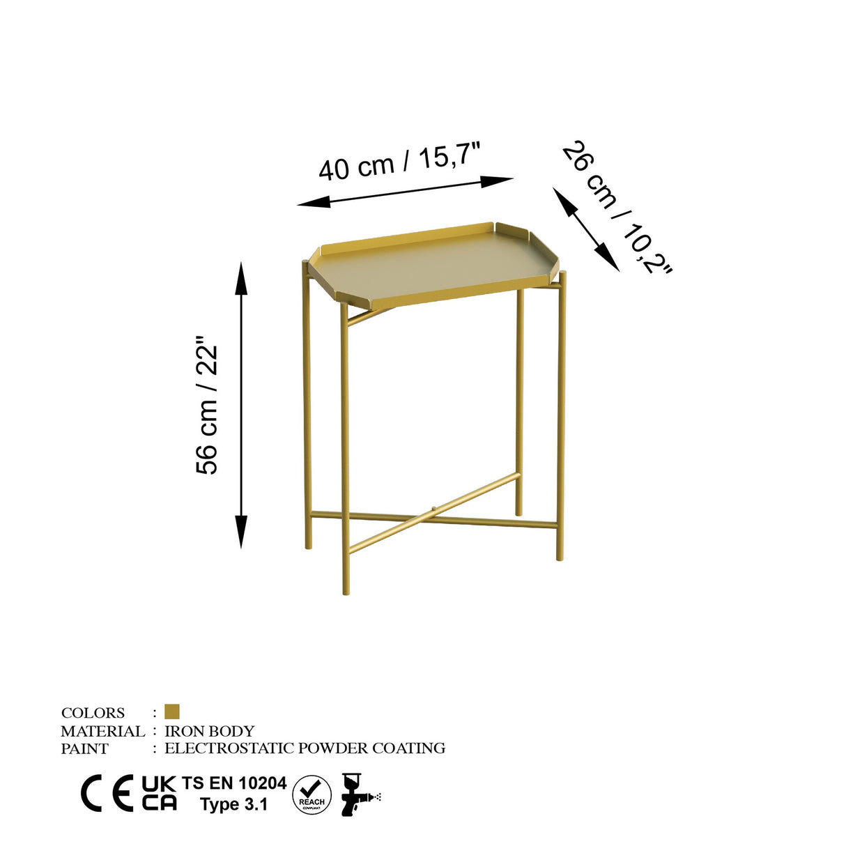 Măsuță de cafea Shb-009-A, Auriu, 26x40x56 cm