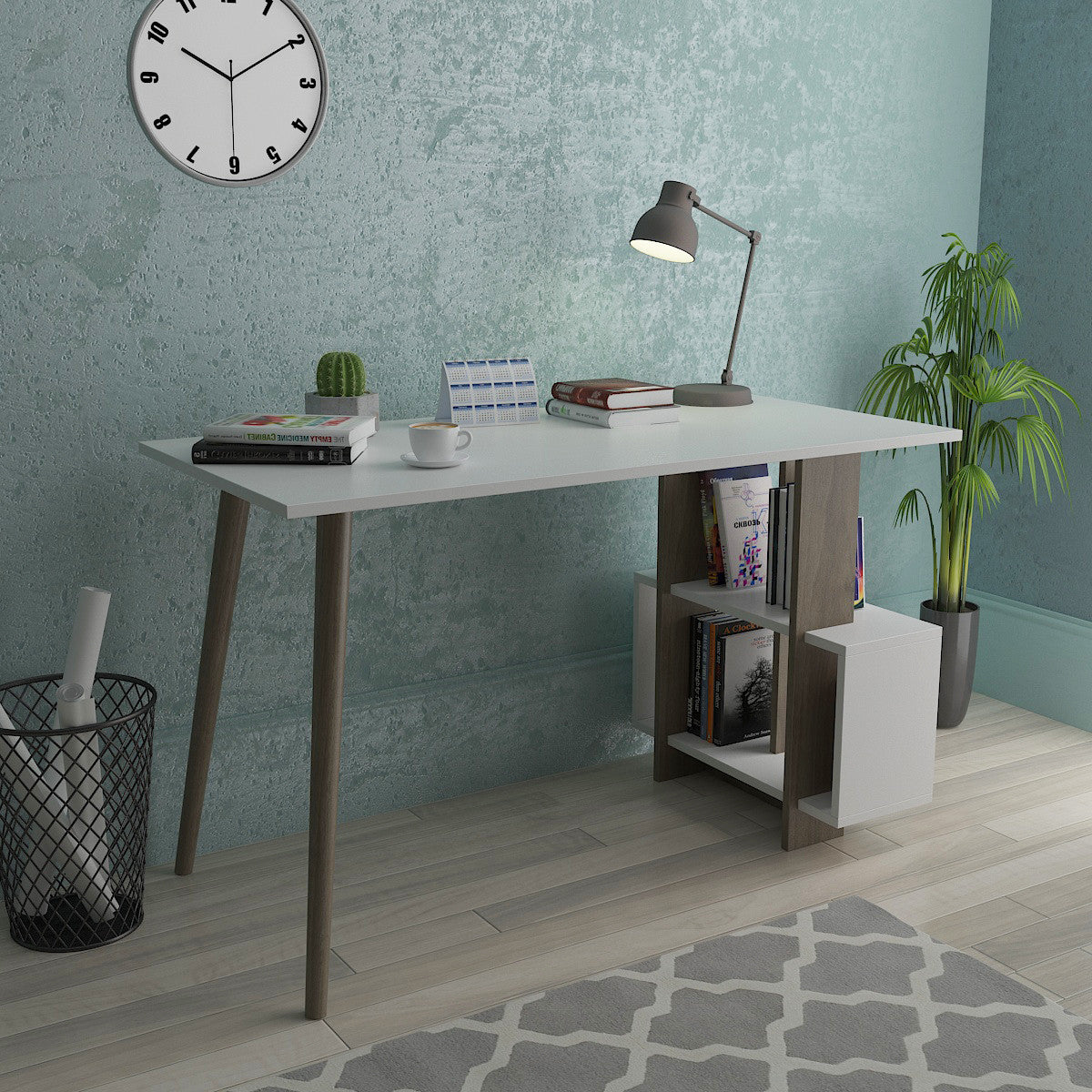 Birou Lagomood Side, Diverse culori, 120x60x73 cm - Nuc - Alb | SKU: 492LGM1117 | Birou Lagomood Side, 120x60x73 cm, varianta Nuc - Alb, produs pentru amenajarea locuinței, disponibil online în România la CasaMob