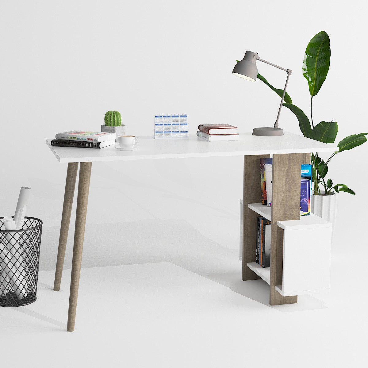 Birou Lagomood Side, Diverse culori, 120x60x73 cm - Nuc - Alb | SKU: 492LGM1117 | Birou Lagomood Side, 120x60x73 cm, varianta Nuc - Alb, produs pentru amenajarea locuinței, disponibil online în România la CasaMob