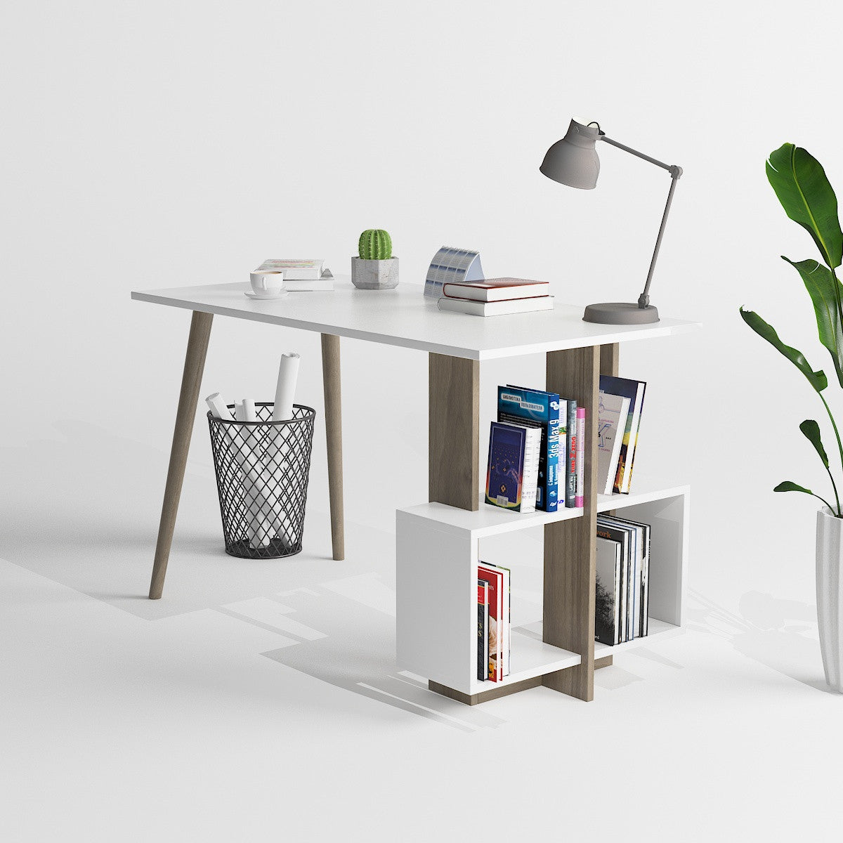 Birou Lagomood Side, Diverse culori, 120x60x73 cm - Nuc - Alb | SKU: 492LGM1117 | Birou Lagomood Side, 120x60x73 cm, varianta Nuc - Alb, produs pentru amenajarea locuinței, disponibil online în România la CasaMob