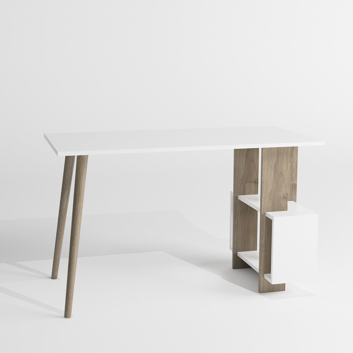 Birou Lagomood Side, Diverse culori, 120x60x73 cm - Nuc - Alb | SKU: 492LGM1117 | Birou Lagomood Side, 120x60x73 cm, varianta Nuc - Alb, produs pentru amenajarea locuinței, disponibil online în România la CasaMob