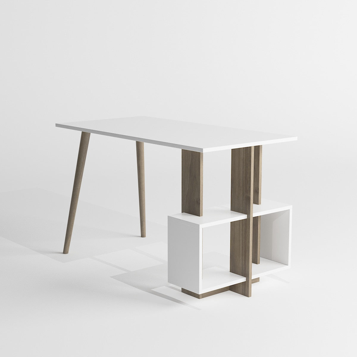 Birou Lagomood Side, Diverse culori, 120x60x73 cm - Nuc - Alb | SKU: 492LGM1117 | Birou Lagomood Side, 120x60x73 cm, varianta Nuc - Alb, produs pentru amenajarea locuinței, disponibil online în România la CasaMob
