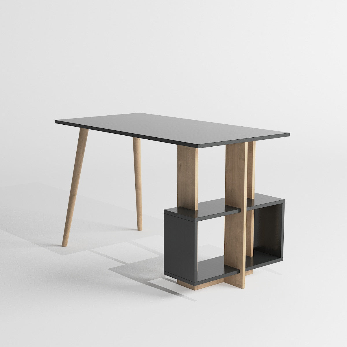 Birou Lagomood Side, Diverse culori, 120x60x73 cm - Antracit - Stejar | SKU: 492LGM1118 | Birou Lagomood Side, 120x60x73 cm, varianta Antracit - Stejar, produs pentru amenajarea locuinței, disponibil online în România la CasaMob