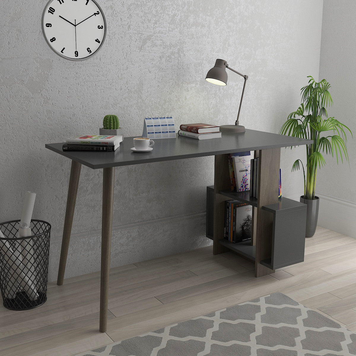 Birou Lagomood Side, Diverse culori, 120x60x73 cm - Antracit - Nuc | SKU: 492LGM1119 | Birou Lagomood Side, 120x60x73 cm, varianta Antracit - Nuc, produs pentru amenajarea locuinței, disponibil online în România la CasaMob
