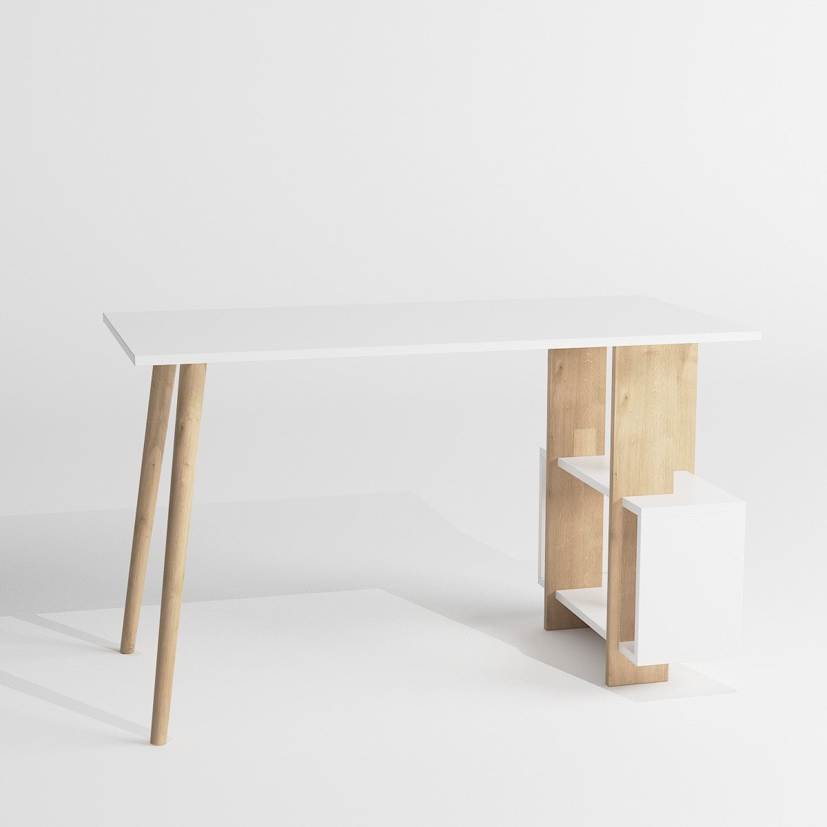 Birou Lagomood Side, Diverse culori, 120x60x73 cm - Stejar - Alb | SKU: 492LGM1120 | Birou Lagomood Side, 120x60x73 cm, varianta Stejar - Alb, produs pentru amenajarea locuinței, disponibil online în România la CasaMob
