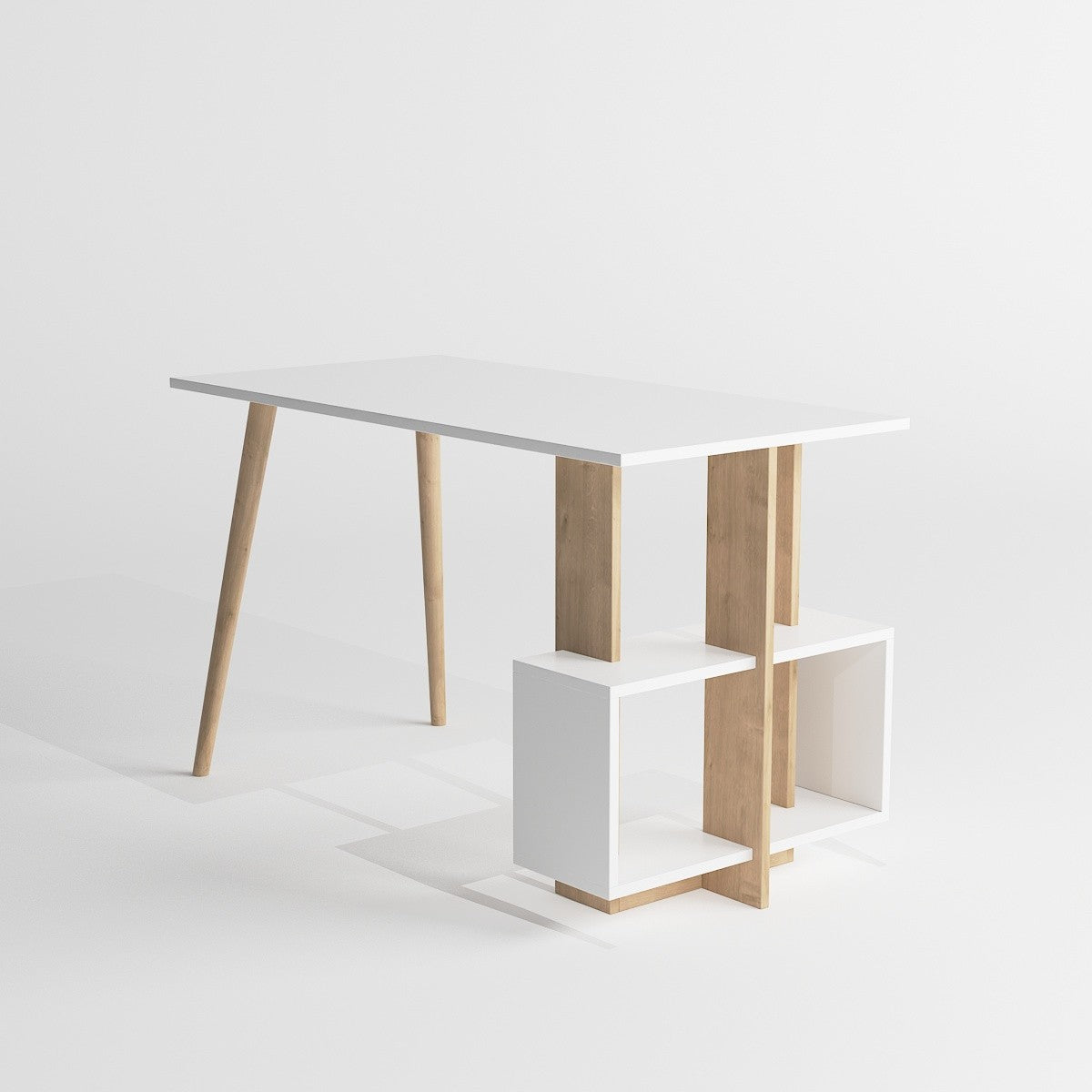Birou Lagomood Side, Diverse culori, 120x60x73 cm - Stejar - Alb | SKU: 492LGM1120 | Birou Lagomood Side, 120x60x73 cm, varianta Stejar - Alb, produs pentru amenajarea locuinței, disponibil online în România la CasaMob