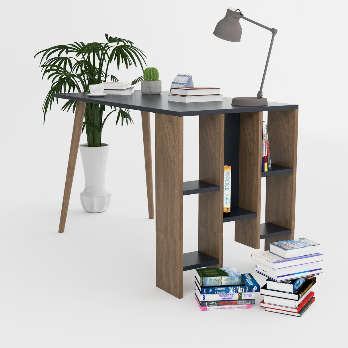 Birou Lagomood Vito, Diverse culori, 120x60x74 cm - Antracit - Nuc | SKU: 492LGM1124 | Birou Lagomood Vito, 120x60x74 cm, varianta Antracit - Nuc, produs pentru amenajarea locuinței, disponibil online în România la CasaMob