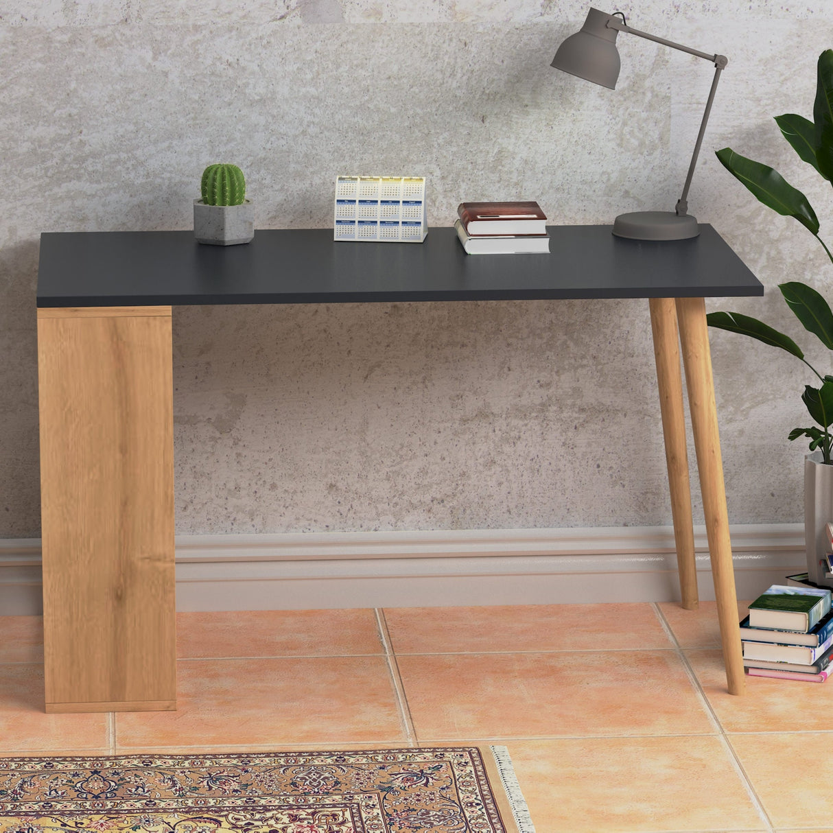 Birou Sally, Diverse culori, 120x60x73 cm - Antracit - Stejar | SKU: 492LGM1169 | Birou Sally, 120x60x73 cm, varianta Antracit - Stejar, produs pentru amenajarea locuinței, disponibil online în România la CasaMob