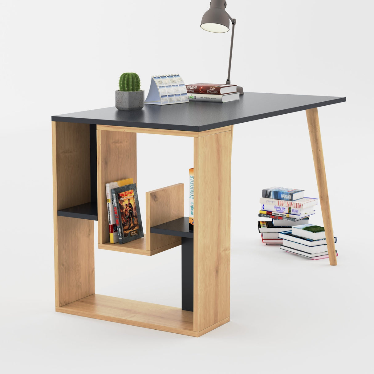 Birou Sally, Diverse culori, 120x60x73 cm - Antracit - Stejar | SKU: 492LGM1169 | Birou Sally, 120x60x73 cm, varianta Antracit - Stejar, produs pentru amenajarea locuinței, disponibil online în România la CasaMob