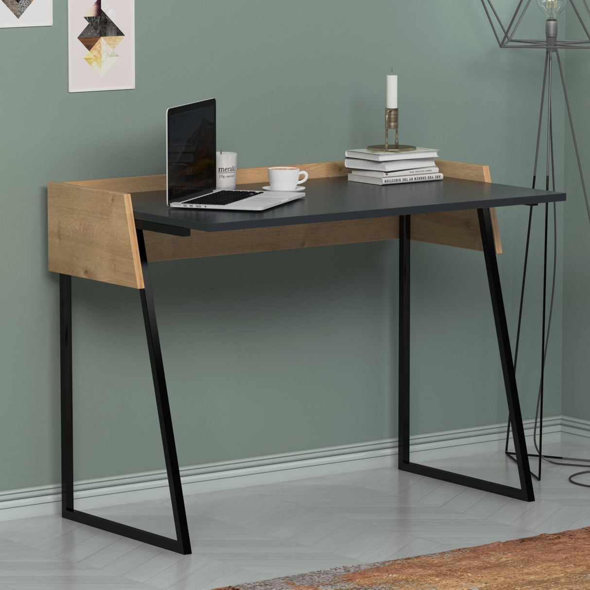 Birou Rone, Diverse culori, 104x57x78 cm - Antracit - Stejar | SKU: 492LGM1175 | Birou Rone, 104x57x78 cm, varianta Antracit - Stejar, produs pentru amenajarea locuinței, disponibil online în România la CasaMob