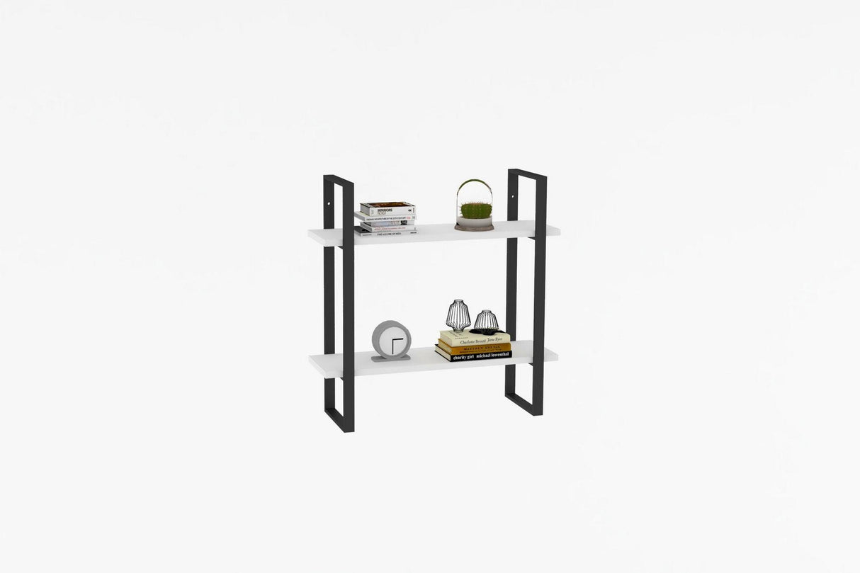 Raft de perete Buba cadru metal, 2 Rafturi, 70 x 70 x 22 cm - Alb, SKU 495SSE1107