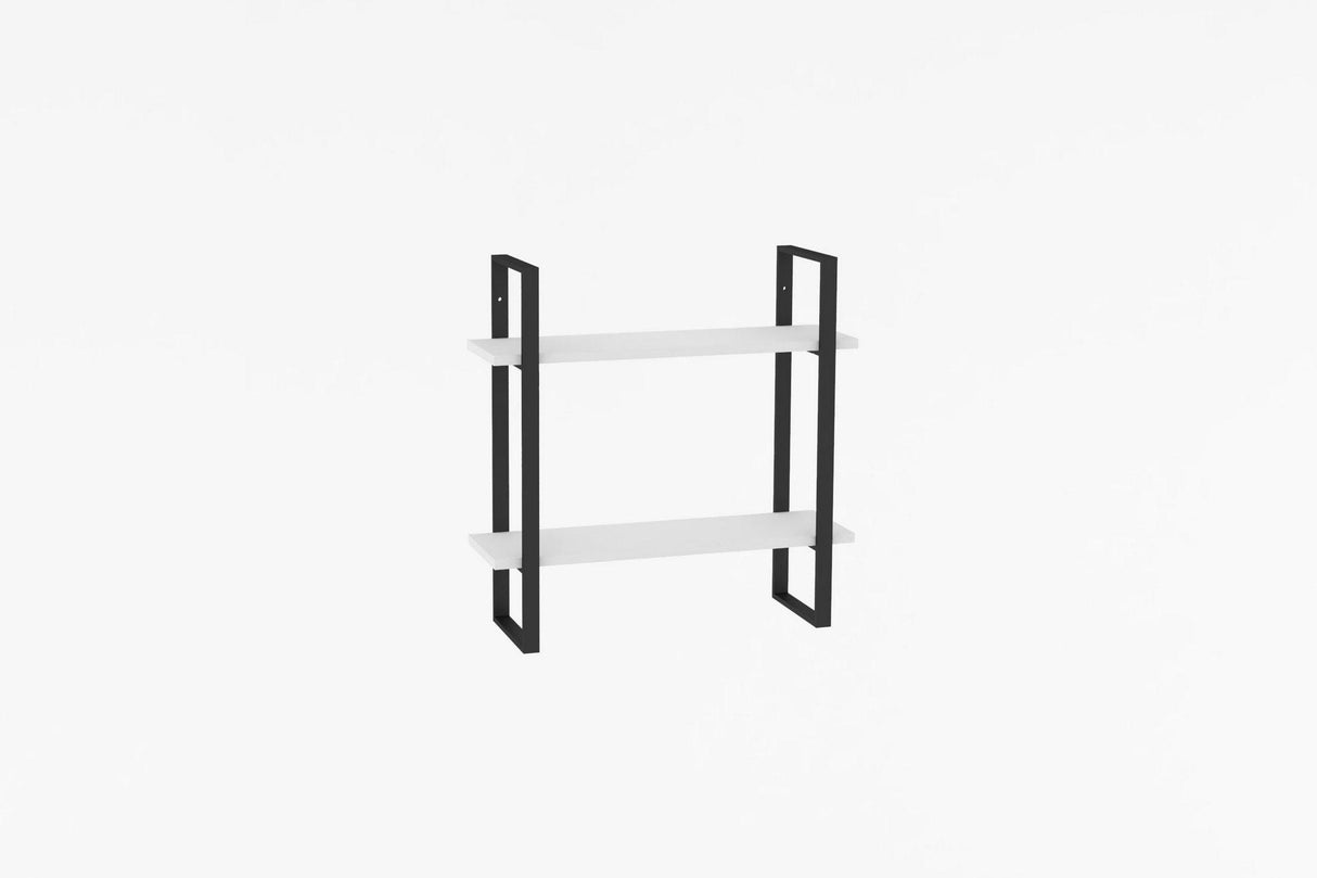 Raft de perete Buba cadru metal, 2 Rafturi, 70 x 70 x 22 cm - Alb, SKU 495SSE1107