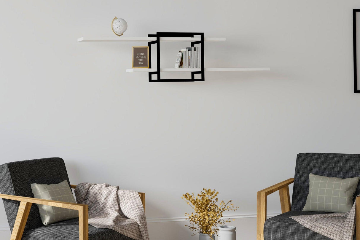 Raft de perete Mone cadru metal, 120 x 30 x 18 cm - alb, SKU 495SSE1120