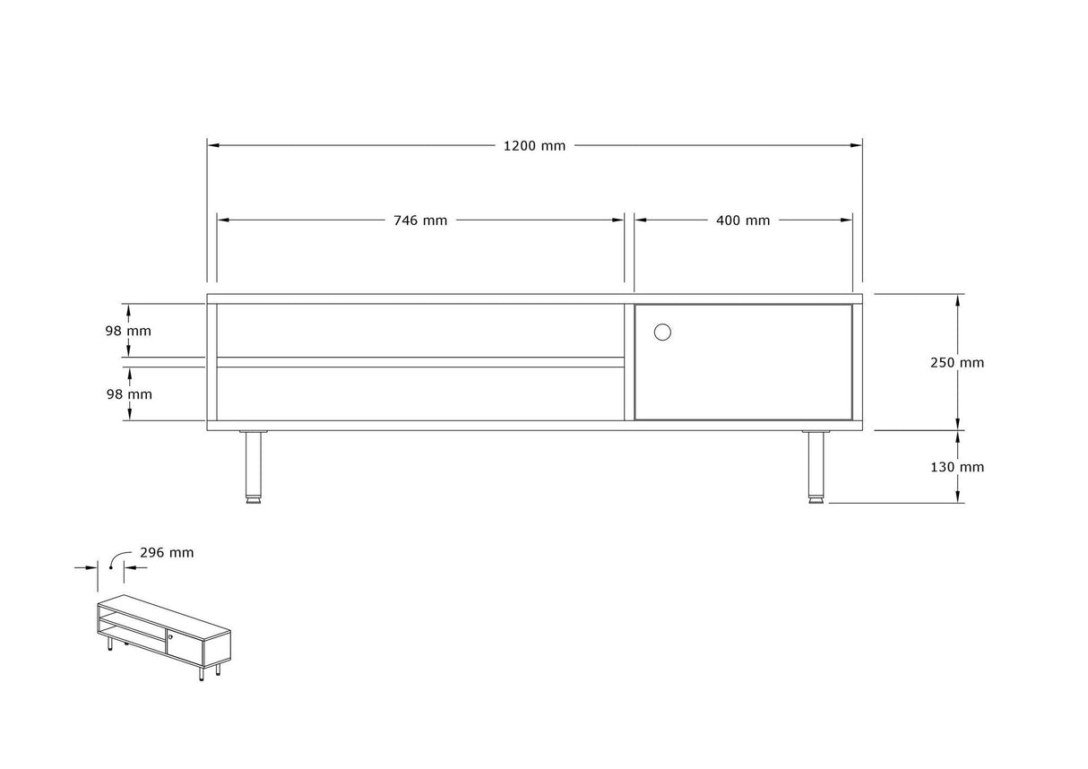 Comodă TV Avila, Diverse culori, 120x30x38 cm - Stejar safir | SKU: 495SSE1608 | Comodă TV Avila, 120x30x38 cm, varianta Stejar safir, produs pentru amenajarea locuinței, disponibil online în România la CasaMob