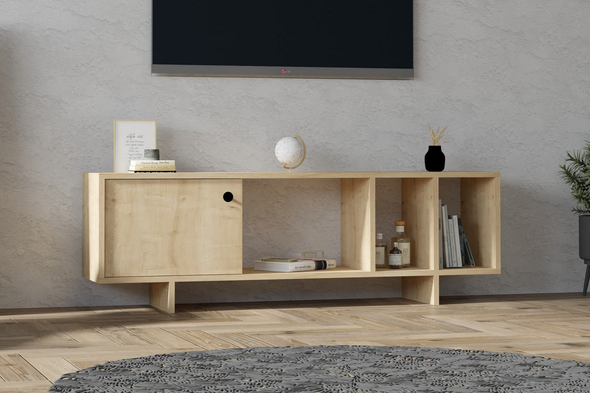 Comodă TV Folsom, Diverse culori, 140x29x45 cm - Stejar | SKU: 495SSE1620 | Comodă TV Folsom, 140x29x45 cm, varianta Stejar, produs pentru amenajarea locuinței, disponibil online în România la CasaMob
