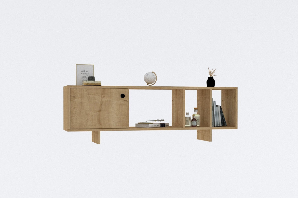 Comodă TV Folsom, Diverse culori, 140x29x45 cm - Stejar | SKU: 495SSE1620 | Comodă TV Folsom, 140x29x45 cm, varianta Stejar, produs pentru amenajarea locuinței, disponibil online în România la CasaMob